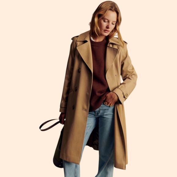 Sezane Scott Trench Coat Camel - Picture 1 of 9